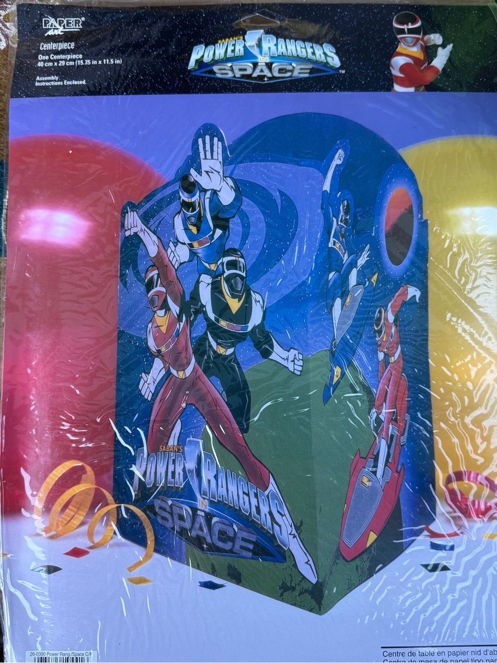 Vintage 1998 Power Rangers in Space Party Centerpiece Happy Birthday Party